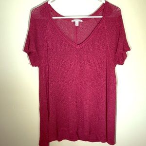 American Eagle Burgundy Crochet Knit Sweater Tunic